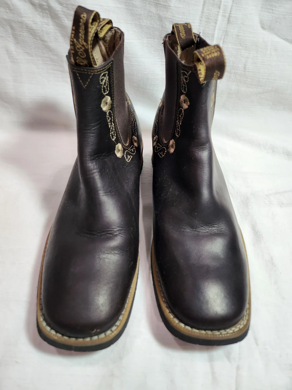 El Agavero Leather Floral Embroidered Boots 7